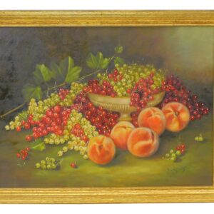 G. A. Saunders 19th/20th Century Still Life Painting of Fruit in Gilt Frame