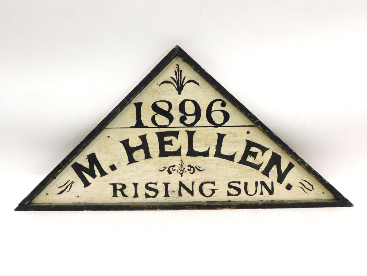 M. Hellen 1896 Rising Sun Wooden Sign