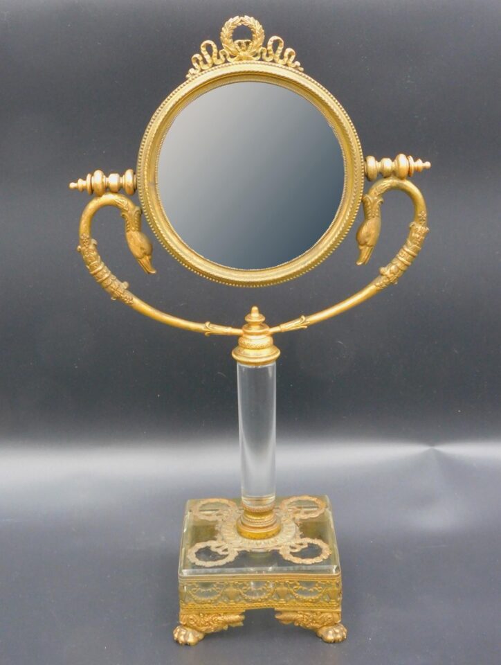 French Neoclassical Gilt Bronze Vanity Mirror