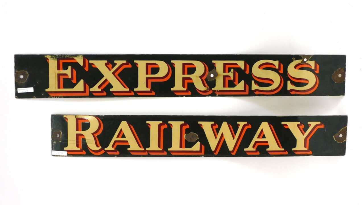 Enamel Railway Express Signs by Unknown Artist