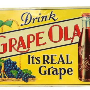 W. F. Robertson Steel & Iron Co. Litho Tin Grape Ola Soda Sign