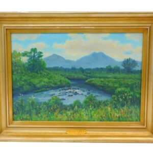 George A. Hays Mountain Landscape 19th Century Oil on Canvas in Gilt Frame.