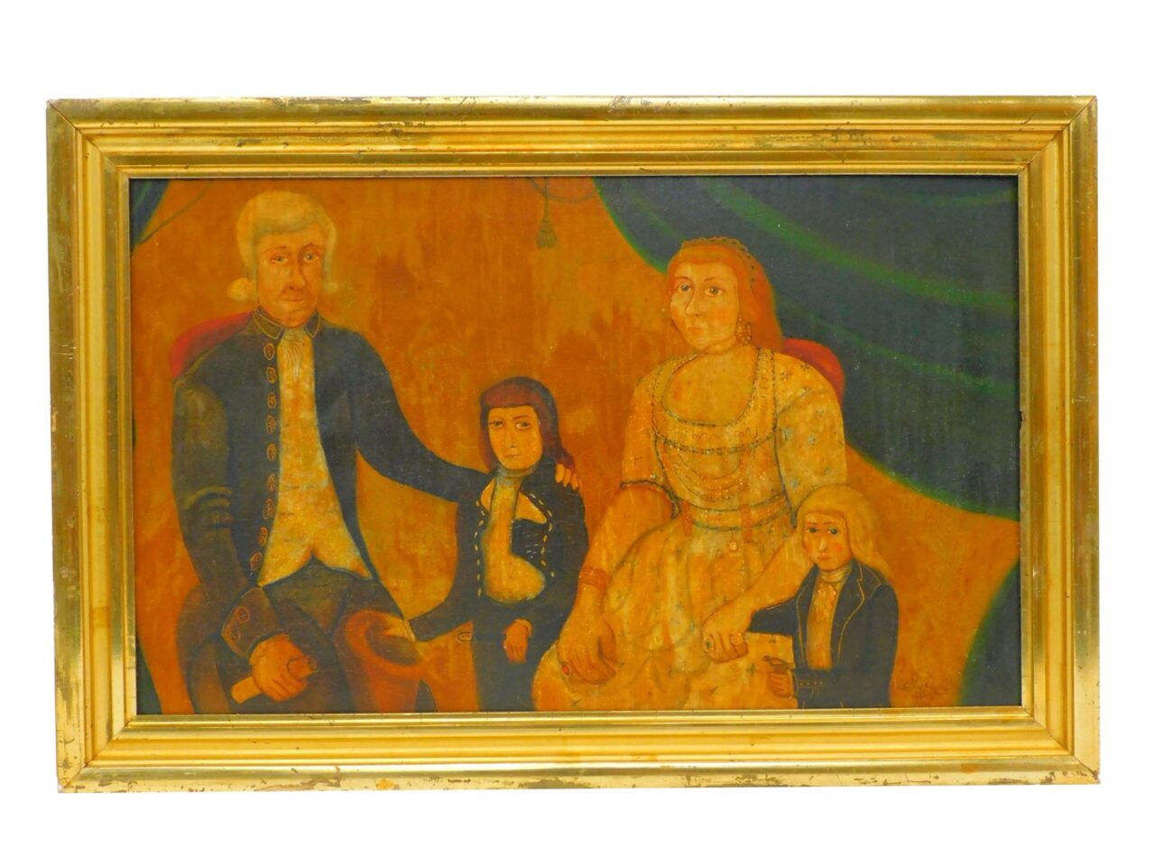 Silas Rhykill Family Portrait 1803 American School Oil on Board Antique Auction Catalog