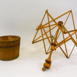 Shaker Items: Chrome Yellow Adjustable Table Swift & Mustard Yellow Sap Bucket. 19th century. North Family of Enfield