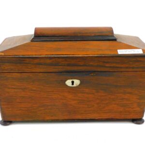 19th Century Rosewood Tea Caddy with Sterling Spoon.