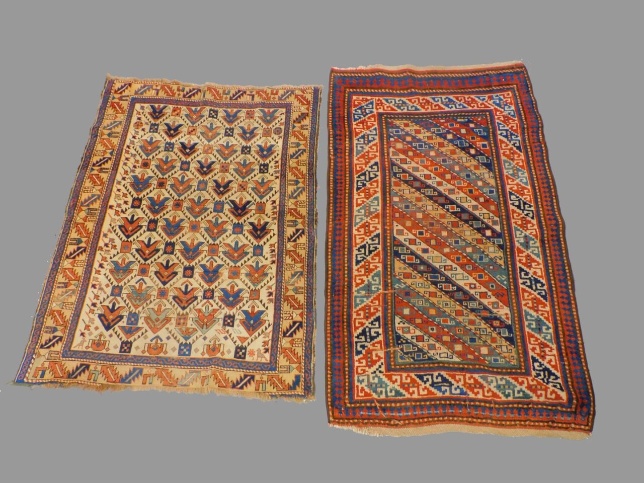 Antique Oriental Shirvan Rugs by Unknown Artist. Early 20th century. Wool on wool with geometric designs.