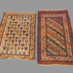 Antique Oriental Shirvan Rugs by Unknown Artist. Early 20th century. Wool on wool with geometric designs.