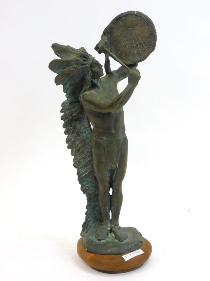 Charles Henry Humphriss Bronze Sculpture "Sundial" of Native American Indian