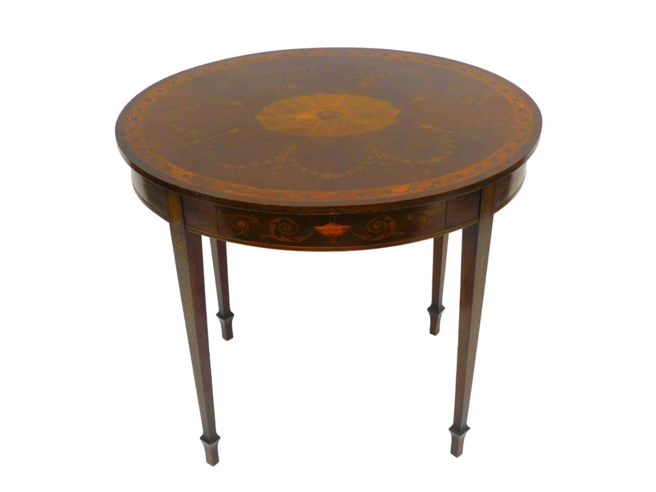 Edwardian Inlaid Oval Occasional Table by Unknown Artist Late 19th Century