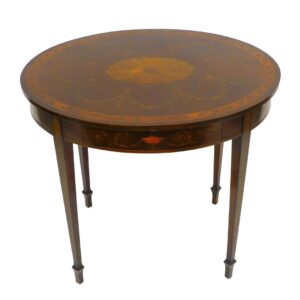 Edwardian Inlaid Oval Occasional Table by Unknown Artist Late 19th Century