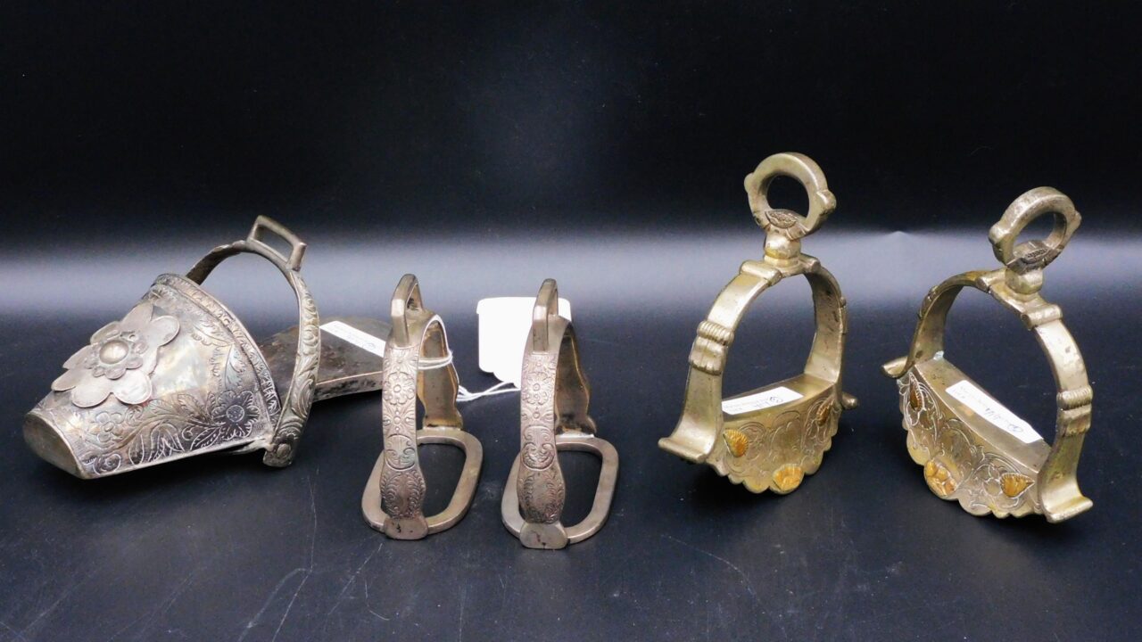 Latin American Stirrups by F. Quintera and Unsigned Pairs. 19th Century Collection.