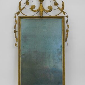 19th Century Gilt and Gesso Looking Glass with Urn and Weeping Willow Top