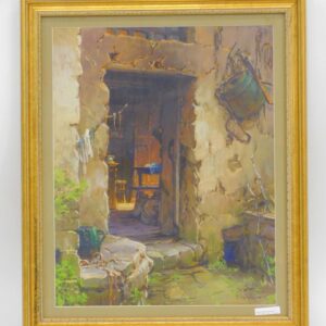 Hezekiah Anthony Dyer (1872-1943) Watercolor on Paper "An Open Doorway in Sorrento