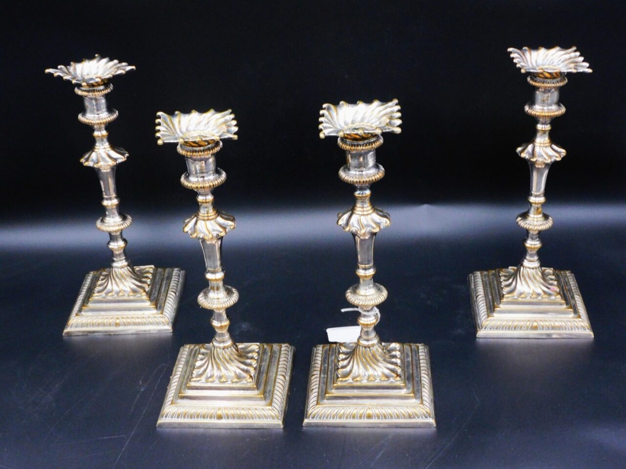 Georgian Style Silver on Copper Candlesticks