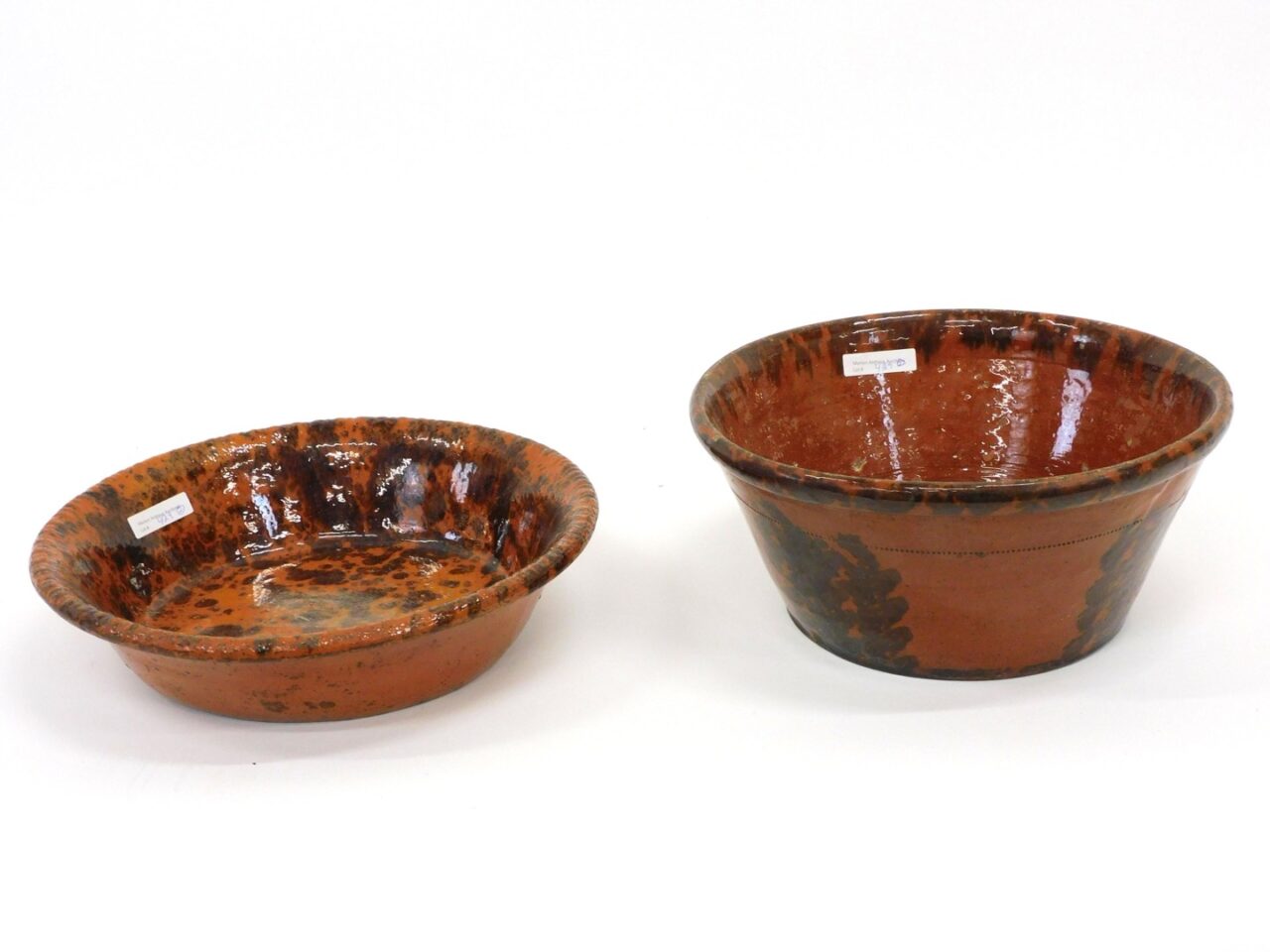 Two Redware Bowls by Unknown Artist