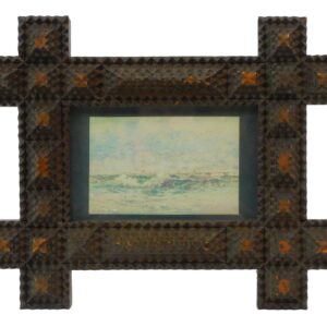 Fredrick Oakes Sylvester (1869-1915) Watercolor Seascape 1896 in Tramp Art Frame.