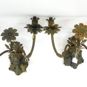 Pair of Wrought Iron Floral Sconces