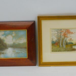 Samuel Rosco Chaffee (1850-1913) Watercolors: "Autumn on the Tidal Marsh" & Mixed Media Riverscape