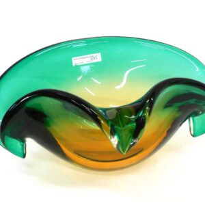 Murano Art Glass Bowl in Blue to Amber Shade