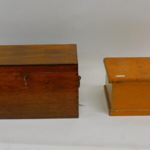 19th Century Dovetailed Wooden Boxes by Unknown Artists. Pine and Mahogany. Refinished. 8 3/4" x 18" x 11 1/2" and 12" x 24" x 12".