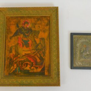 Pair of 20th-Century Eastern Orthodox Icons of St. George Slaying the Dragon