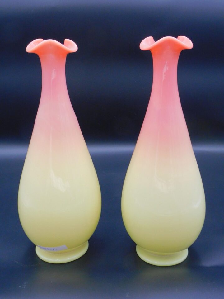 Pair of Mount Washington Peach Blow Vases