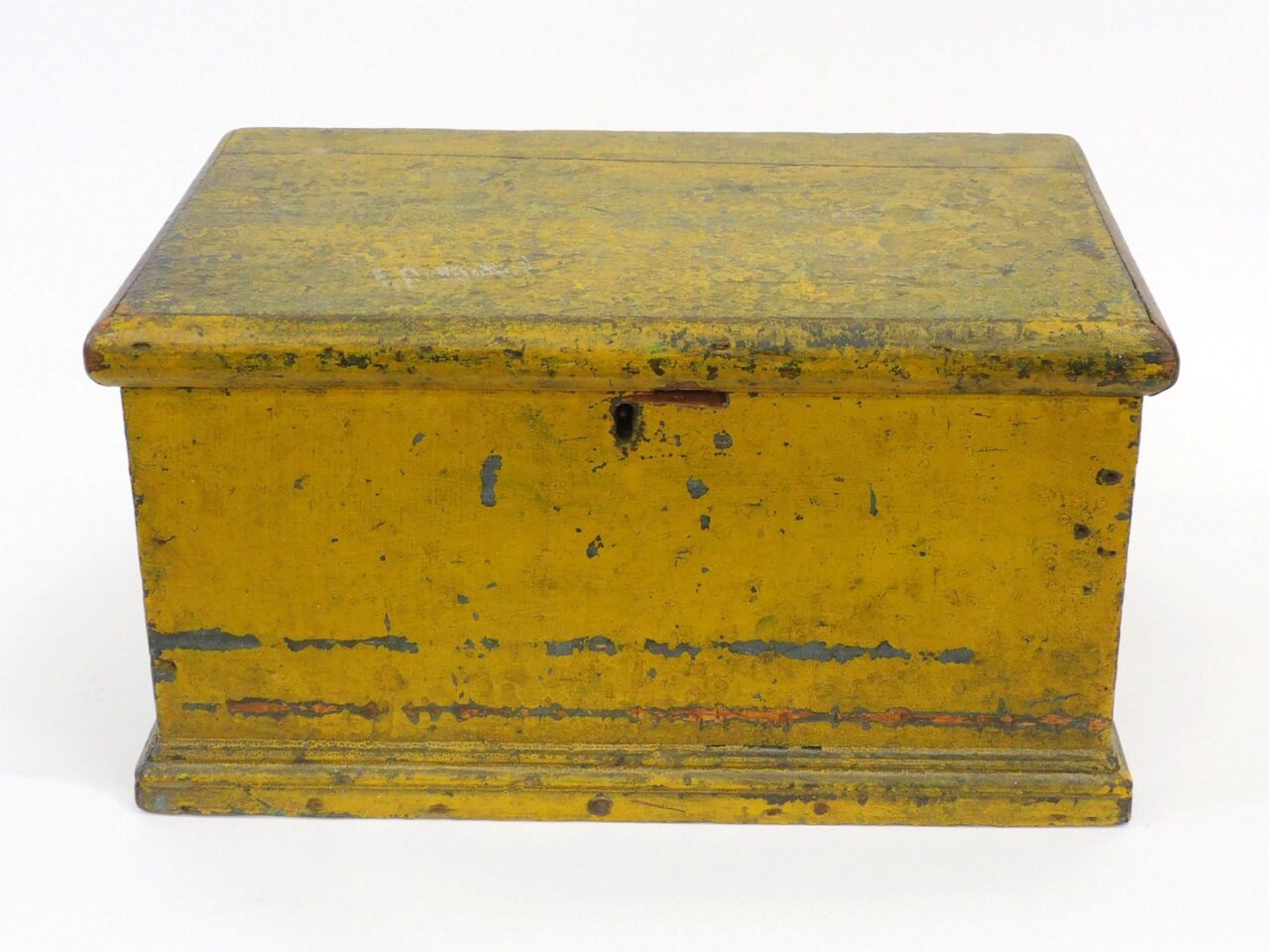 Pine Miniature Blanket Box in Old Chrome Yellow Paint