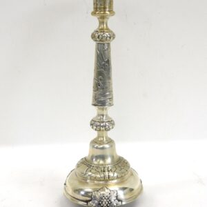 Russian Silver Candlestick by J. Ehrlich. 19th Century. Embossed with Swans