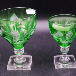 Green Cut Overlay Thistle Design Glasses by Unknown Artist