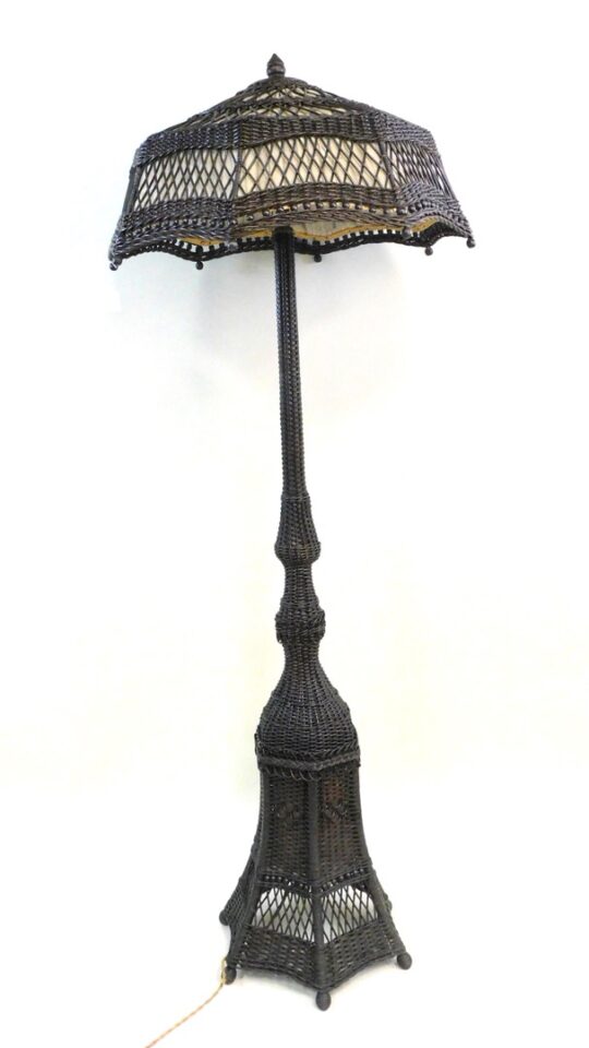 Rare Wicker Floor Lamp by Mary Jean McLaughlin