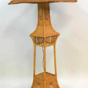 Wicker Floor Lamp by Mary Jean McLaughlin. Circa 1915. Pyramid Form Shade