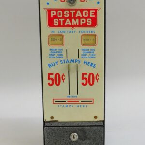 Vintage Brass Postage Stamp Dispenser by Unknown Artist 50 cents 17 1/2" high 6 1/2" wide 6" deep