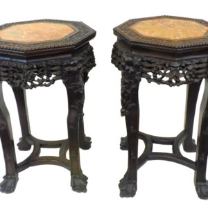 Pair of Chinese Carved Teak Wood Stands