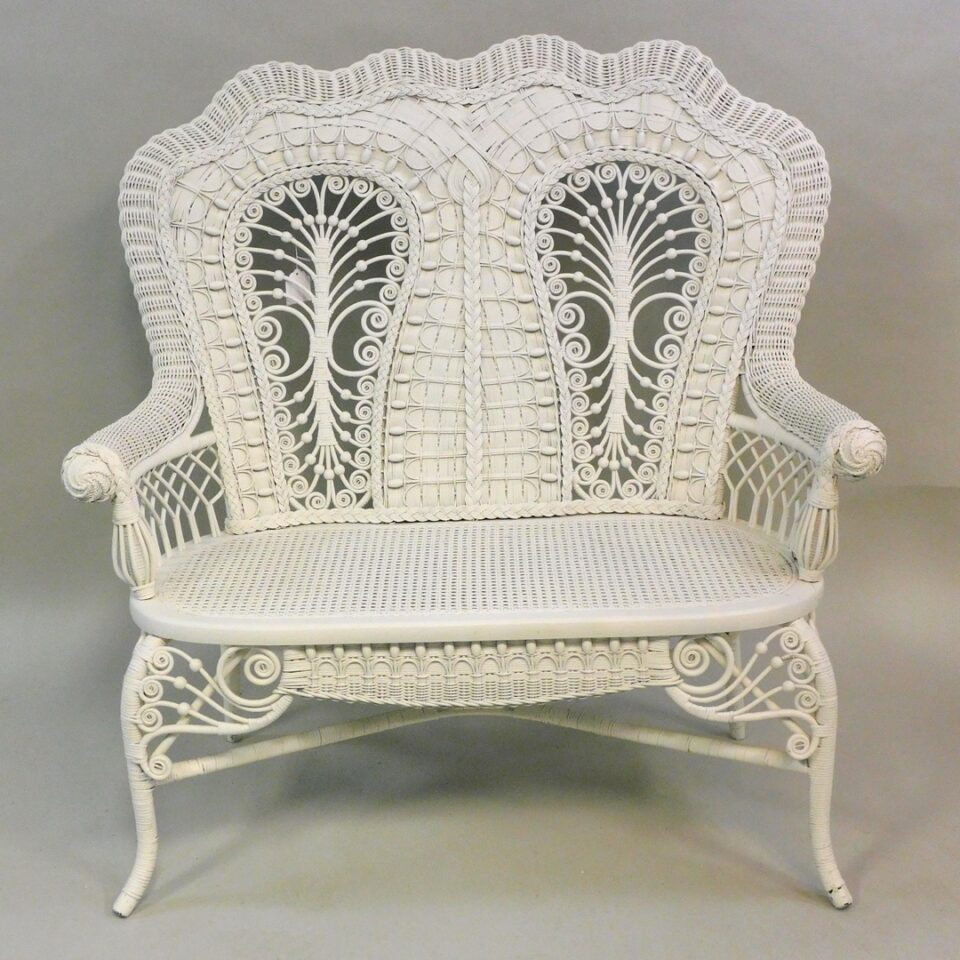 Heywood Brothers Wakefield Co. Victorian Wicker Shell Back Settee