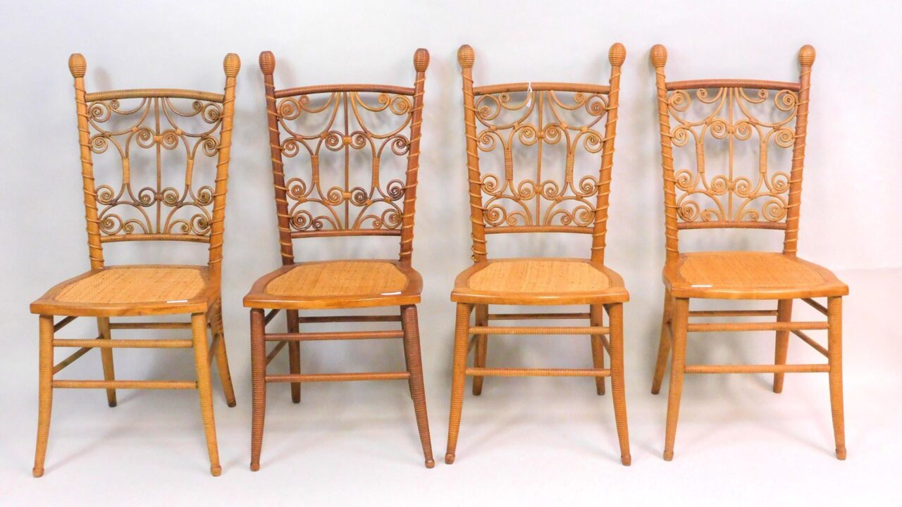 Victorian Wicker Dining Chairs by Unknown Artist