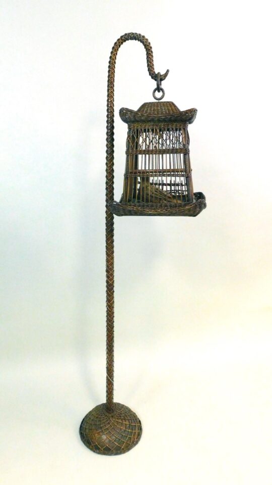 Victorian wicker birdcage and stand