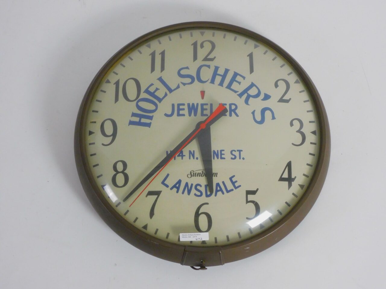 Vintage Electric Advertising Clock for Hoelschers Jeweler Vine St.