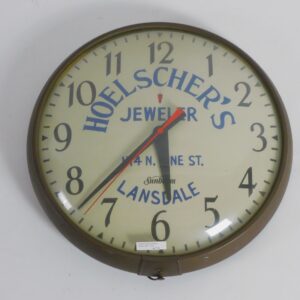 Vintage Electric Advertising Clock for Hoelschers Jeweler Vine St.