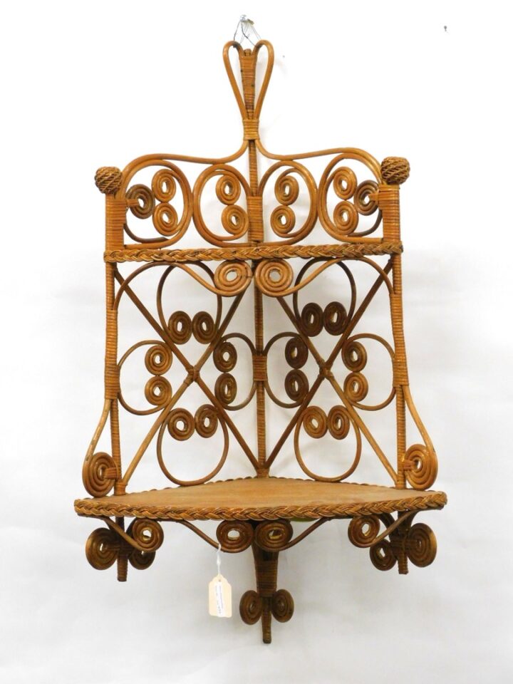 Victorian Wicker Hanging Corner Shelf by Mary Jean McLaughlin