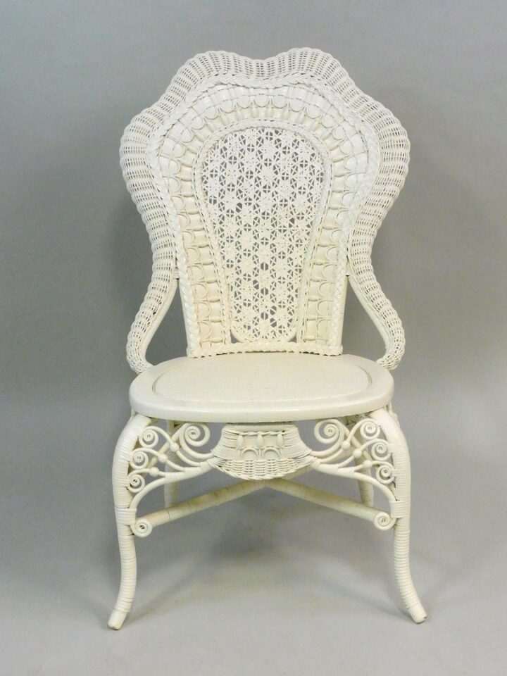 Victorian wicker shell back side chair by Unknown Artist