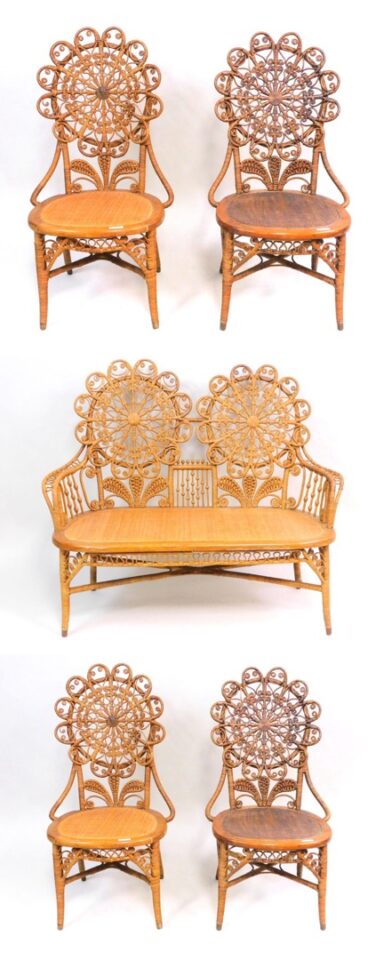 Victorian Wicker Parlor Set by Unknown Artist