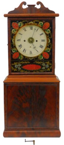 Ezra Kelley & Nathaniel Shepherd Mahogany Alarm Shelf Clock