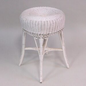 Victorian Wicker Stool with Rolled Seat