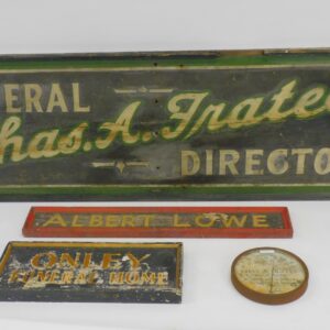 Charles Frates Funeral Director Advertising Signs and Thermometer