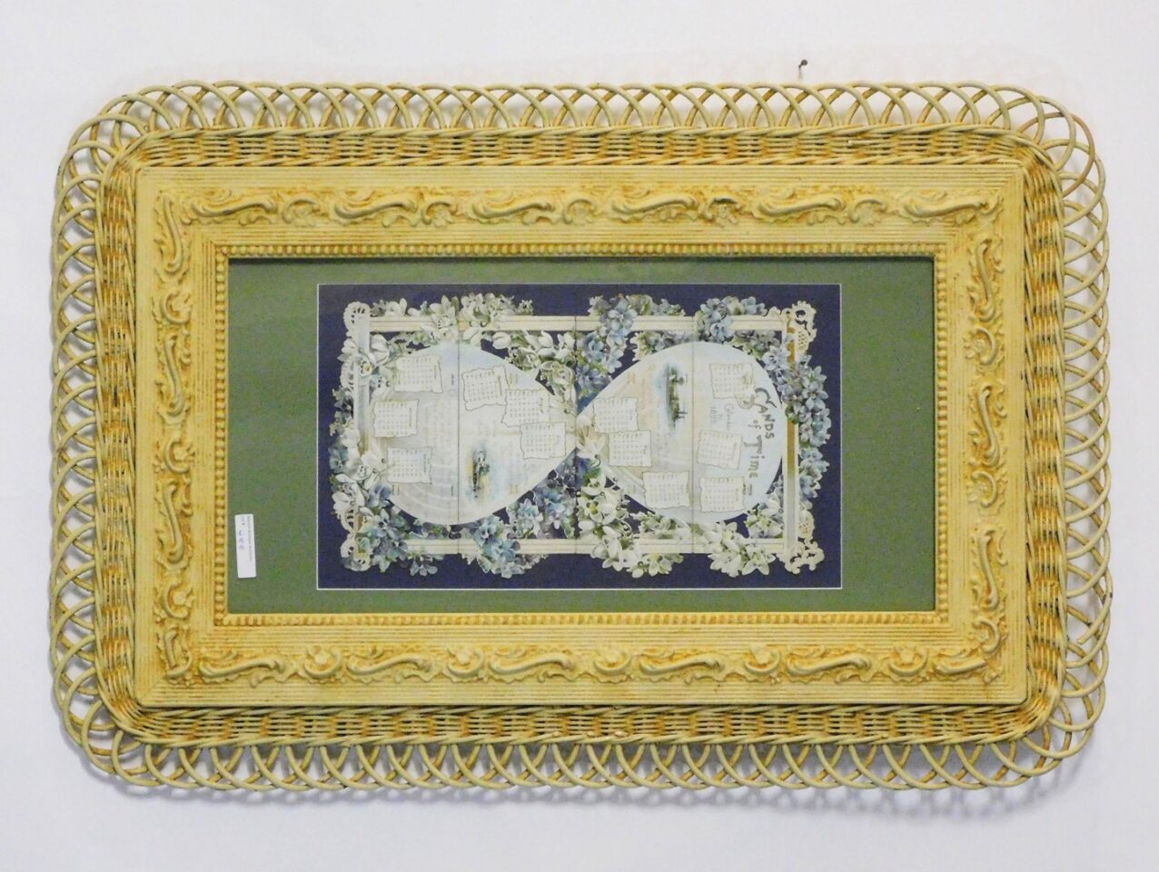 Victorian Wicker Frame with 1899 Sands of Time Calendar Lithograph by Unknown Artist