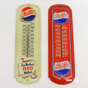 Vintage Pepsi-Cola Metal Advertising Thermometers