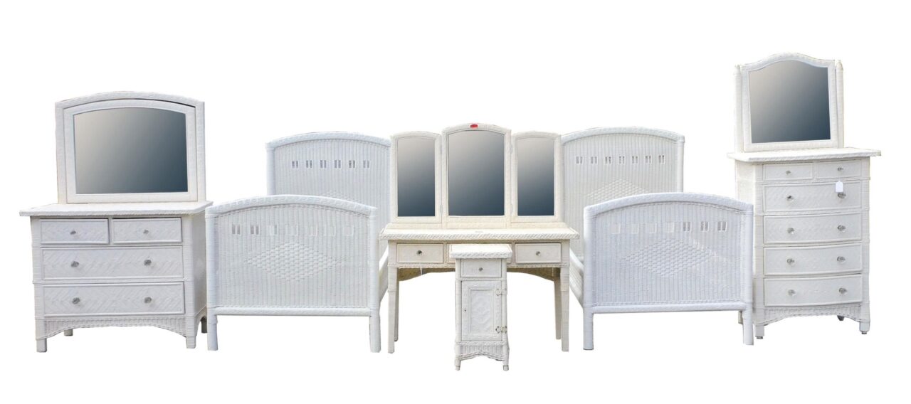 Art Deco Wicker Bedroom Set by Unknown Artist