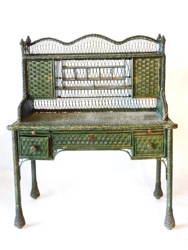 Arts & Crafts Wicker Desk by Unknown Artist