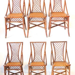 1915 Wicker Dining Table and (6) Chairs by Unknown Artist