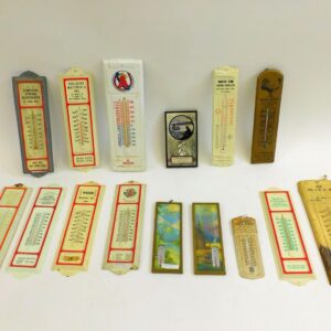 Vintage Advertising Thermometers and Calendar Featuring Various Local Businesses